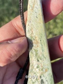 New Zealand Nephrite Greenstone MAORI Pounamu MARSDEN Jade OFFCUT Pendant 103mm