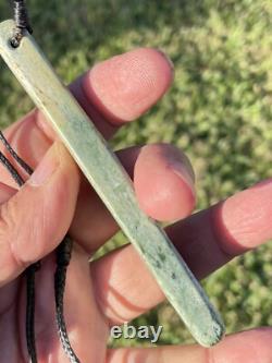 New Zealand Nephrite Greenstone MAORI Pounamu MARSDEN Jade OFFCUT Pendant 103mm