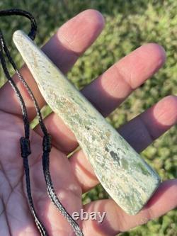 New Zealand Nephrite Greenstone MAORI Pounamu MARSDEN Jade OFFCUT Pendant 103mm
