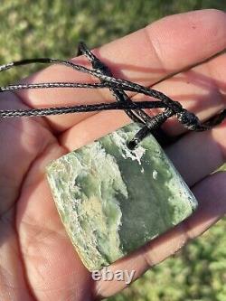 New Zealand Nephrite Greenstone MAORI Pounamu MARSDEN Jade OFFCUT Pendant 50 mm