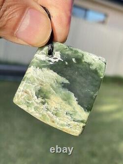 New Zealand Nephrite Greenstone MAORI Pounamu MARSDEN Jade OFFCUT Pendant 50 mm