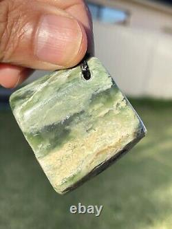 New Zealand Nephrite Greenstone MAORI Pounamu MARSDEN Jade OFFCUT Pendant 50 mm