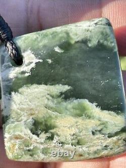 New Zealand Nephrite Greenstone MAORI Pounamu MARSDEN Jade OFFCUT Pendant 50 mm