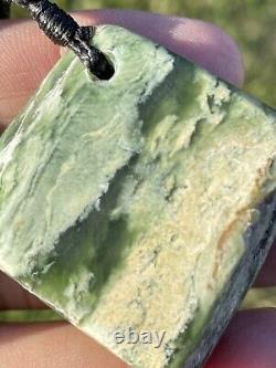 New Zealand Nephrite Greenstone MAORI Pounamu MARSDEN Jade OFFCUT Pendant 50 mm