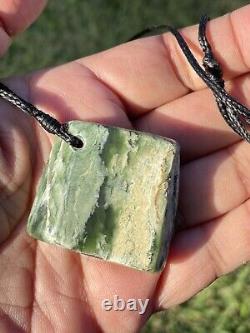 New Zealand Nephrite Greenstone MAORI Pounamu MARSDEN Jade OFFCUT Pendant 50 mm