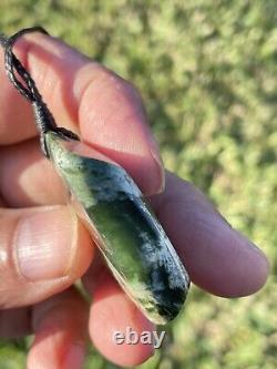 New Zealand Nephrite Greenstone MAORI Pounamu MARSDEN Jade OFFCUT Pendant 50 mm
