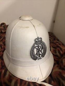 New Zealand Police Helmet With Emblem White Vintage Mountcastle Pty Obsolete