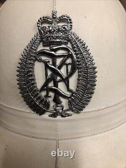 New Zealand Police Helmet With Emblem White Vintage Mountcastle Pty Obsolete