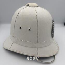 New Zealand Police Helmet With Emblem White Vintage Mountcastle Pty Obsolete