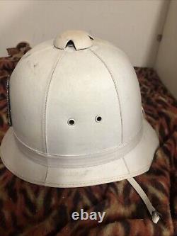 New Zealand Police Helmet With Emblem White Vintage Mountcastle Pty Obsolete
