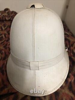 New Zealand Police Helmet With Emblem White Vintage Mountcastle Pty Obsolete