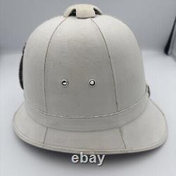 New Zealand Police Helmet With Emblem White Vintage Mountcastle Pty Obsolete