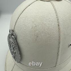 New Zealand Police Helmet With Emblem White Vintage Mountcastle Pty Obsolete