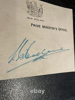 New Zealand Prime Minister Sidney Holland signed autograph signature