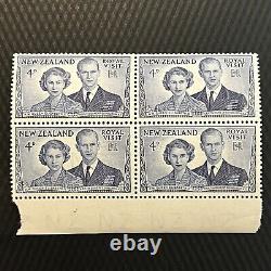 New Zealand Royal Visit Mint 4 Stamps Block Queen Elizabeth II Duke Of Edinburgh