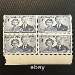 New Zealand Royal Visit Mint 4 Stamps Block Queen Elizabeth II Duke Of Edinburgh