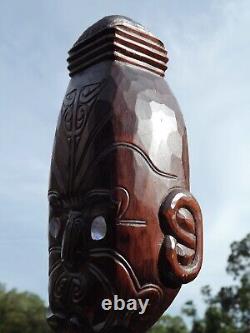 New Zealand Tiki Maori Wooden Warrior Statue 1976 approx