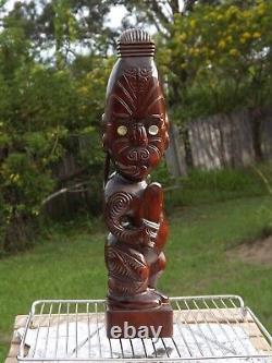 New Zealand Tiki Maori Wooden Warrior Statue 1976 approx