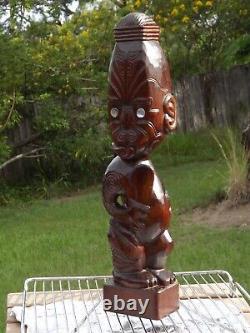 New Zealand Tiki Maori Wooden Warrior Statue 1976 approx