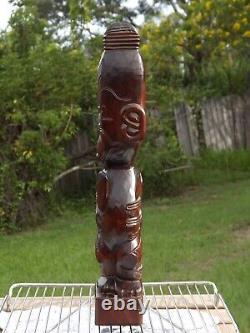 New Zealand Tiki Maori Wooden Warrior Statue 1976 approx