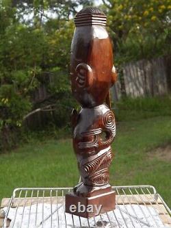 New Zealand Tiki Maori Wooden Warrior Statue 1976 approx