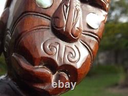 New Zealand Tiki Maori Wooden Warrior Statue 1976 approx