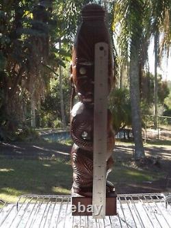 New Zealand Tiki Maori Wooden Warrior Statue 1976 approx