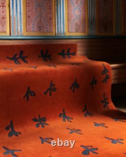 New Zealand Wool Hand Tufted Flora Print Red Handmade Area Rugs For Living Room