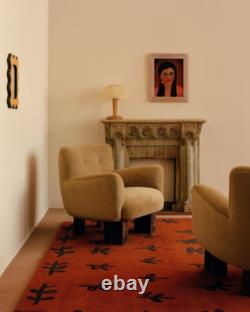 New Zealand Wool Hand Tufted Flora Print Red Handmade Area Rugs For Living Room