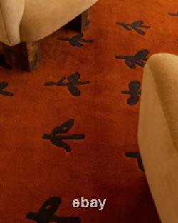 New Zealand Wool Hand Tufted Flora Print Red Handmade Area Rugs For Living Room