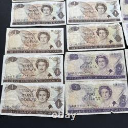 New Zealand currency in mixed denominations and years, 27 pieces