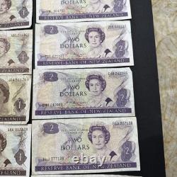 New Zealand currency in mixed denominations and years, 27 pieces