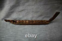 Nice Vintage Maori Carved Waka War Ship Canoe Inlaid New Zealand