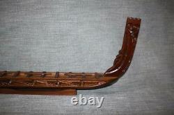 Nice Vintage Maori Carved Waka War Ship Canoe Inlaid New Zealand