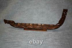 Nice Vintage Maori Carved Waka War Ship Canoe Inlaid New Zealand