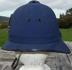 OBSOLETE Police BOBBY HELMET New Zealand Police BLUE Helmet QE2 era 1975 1995