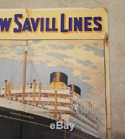 Old Advertising poster SHAW SAVILL LINES NEW ZEALAND c. 1938 DOMINION MONARCH