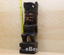 Old Maori Hand Carved Wooden Totem New Zealand