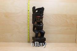 Old Maori Hand Carved Wooden Totem New Zealand