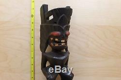Old Maori Hand Carved Wooden Totem New Zealand