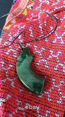 Old New Zealand Carved Greenstone on Black Cord. Beautiful collection and accent