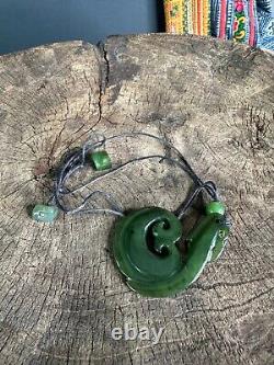 Old New Zealand Green Stone Fishhook Pendant. Beautiful collection and accent pi