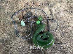 Old New Zealand Green Stone Fishhook Pendant. Beautiful collection and accent pi