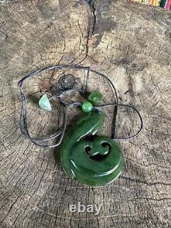 Old New Zealand Green Stone Fishhook Pendant. Beautiful collection and accent pi