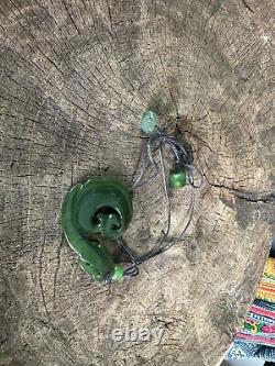 Old New Zealand Green Stone Fishhook Pendant. Beautiful collection and accent pi