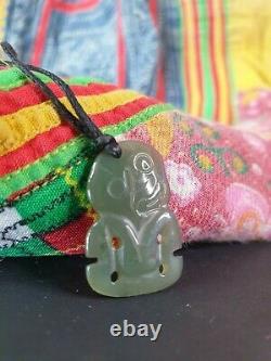 Old New Zealand Maori Greenstone Tiki on Cord. Beautiful collection and accent