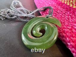 Old New Zealand Maori Swirl Jade Pendant on Cord. Beautiful collection and accen