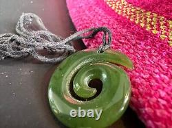 Old New Zealand Maori Swirl Jade Pendant on Cord. Beautiful collection and accen