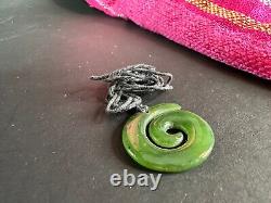 Old New Zealand Maori Swirl Jade Pendant on Cord. Beautiful collection and accen