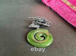 Old New Zealand Maori Swirl Jade Pendant on Cord. Beautiful collection and accen